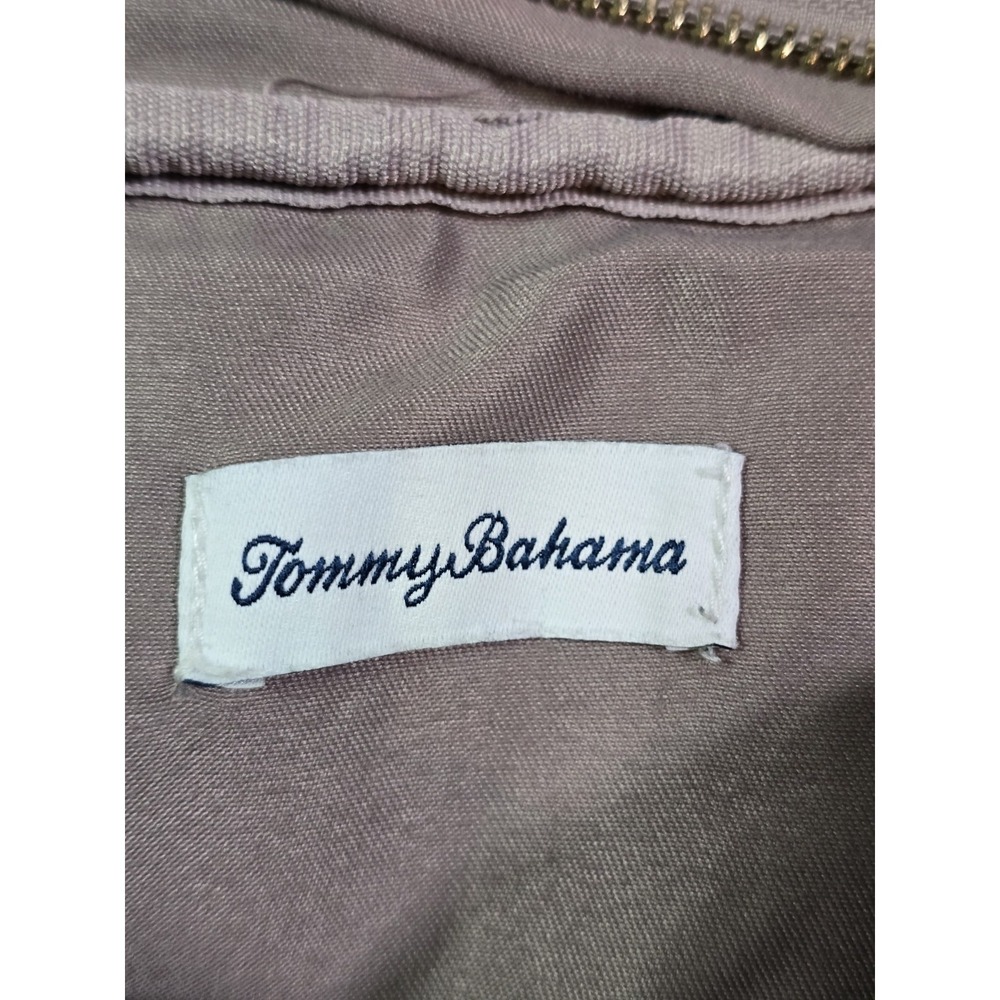 Tommy Bahama Pink Nylon Campus Travel Laptop Backpack Tan Faux Leather Trim